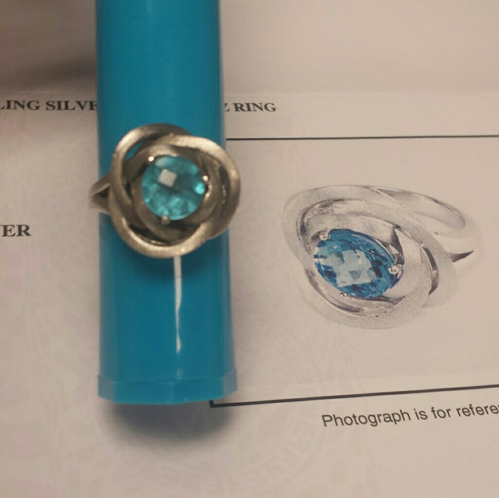 Effy Sterling Blue Topaz Ring Size 9